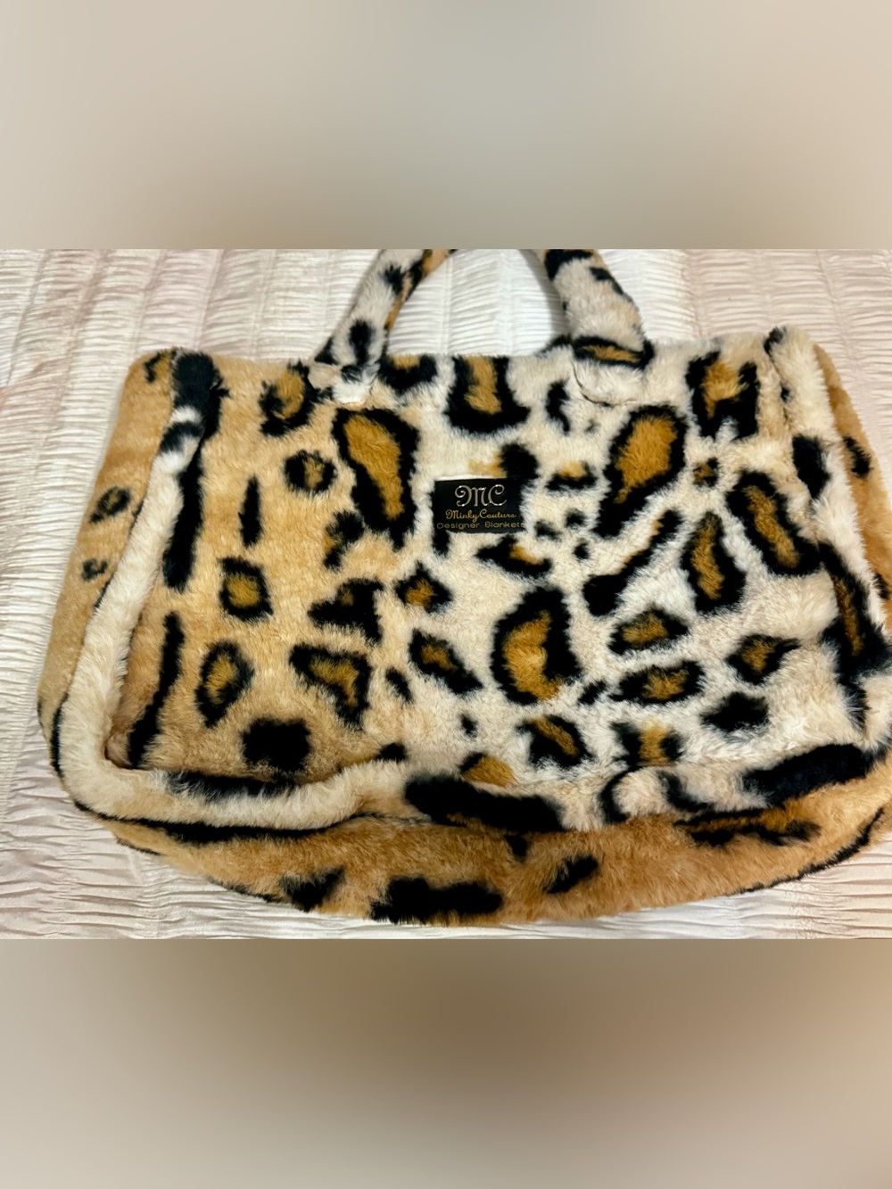 Minky Couture Faux Fur Leopard Tote